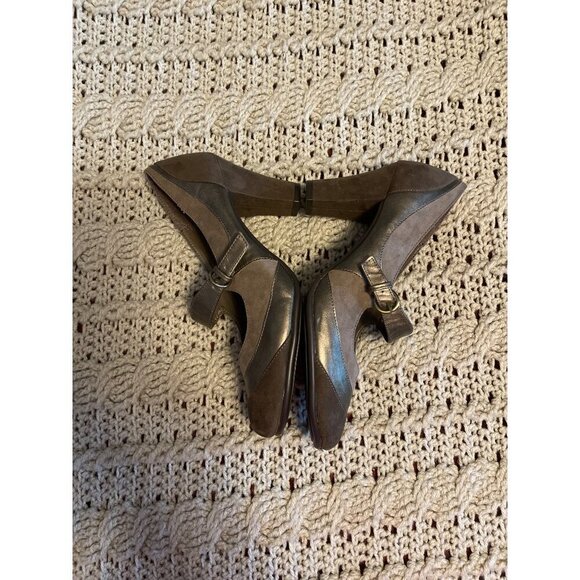 Aerosoles 3-tone Suede feel Mary Jane pump WOMEN'S SZ 10 LIKE NEW BROWN, BRONZ - Picture 10 of 12